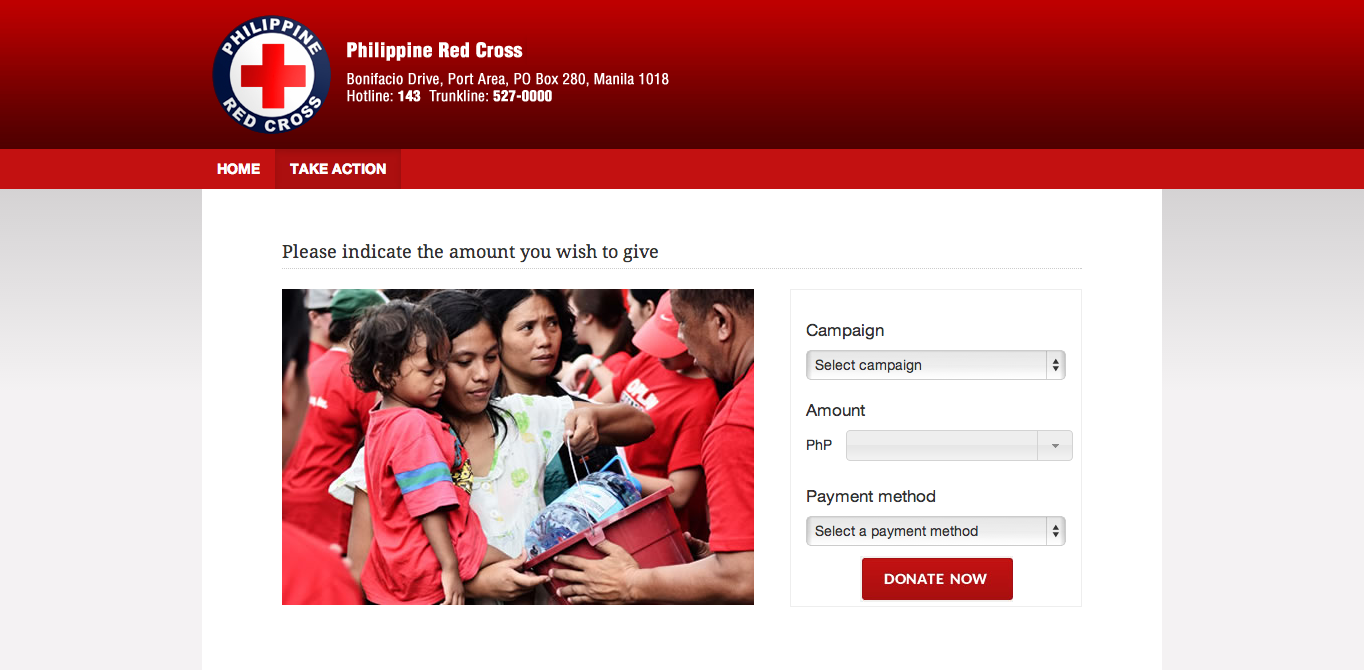 Red Cross donation page screenshot